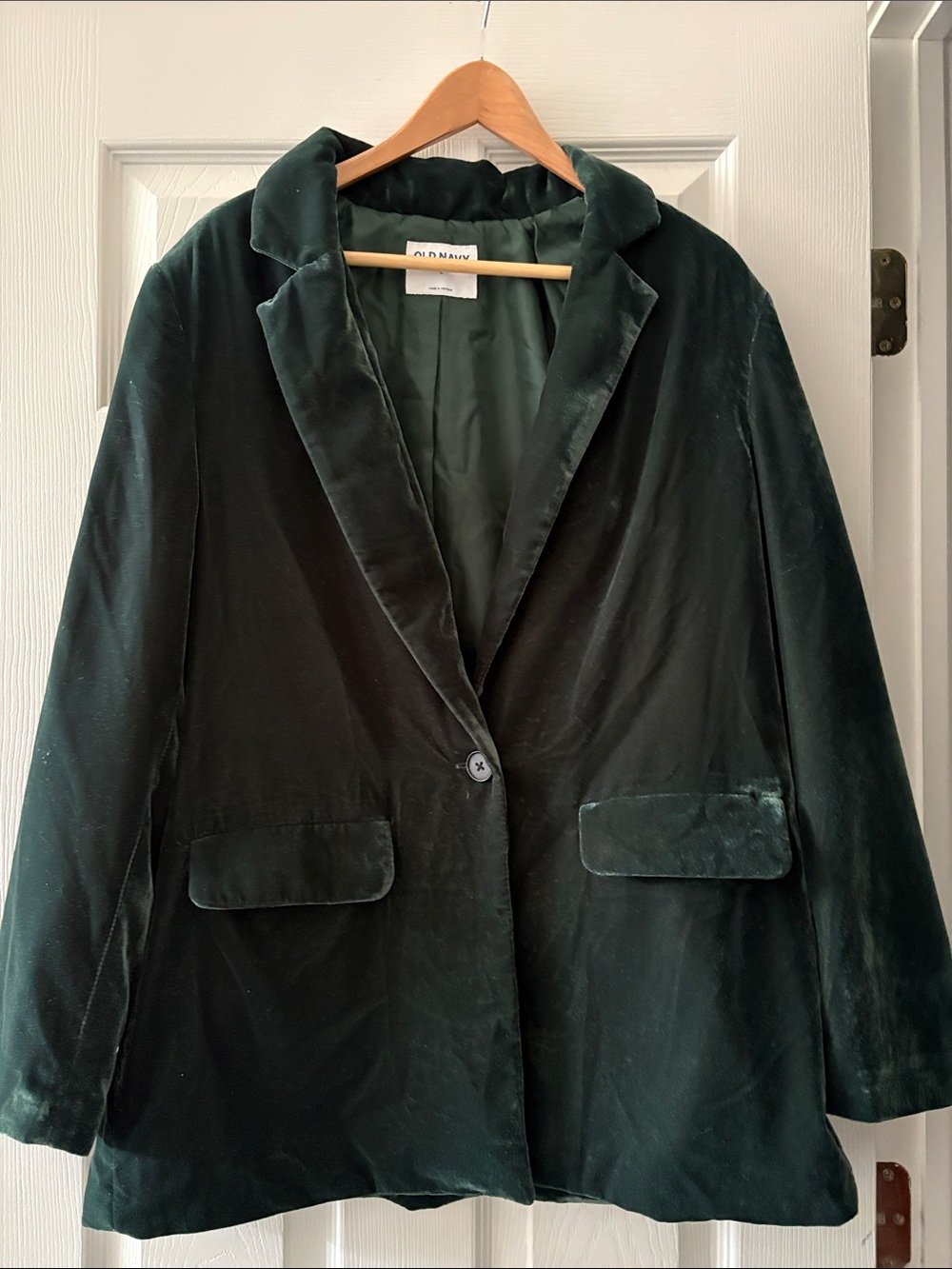 Old Navy Holiday Green Velvet Oversized Party Blazer
